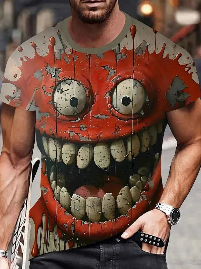 3D Printed Funny Abstract Face Graphic T-Shirt For Men Women