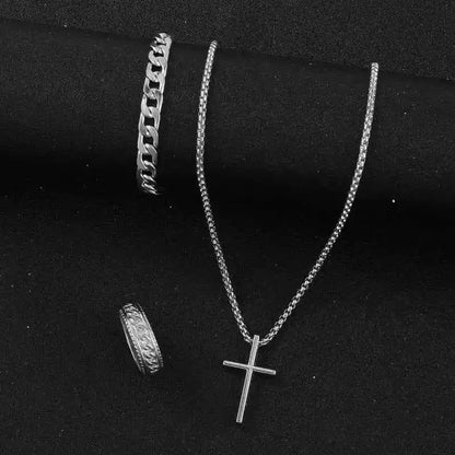 3pcs/set Punk Black Cross Pendant Necklace - Pedlar's Attic