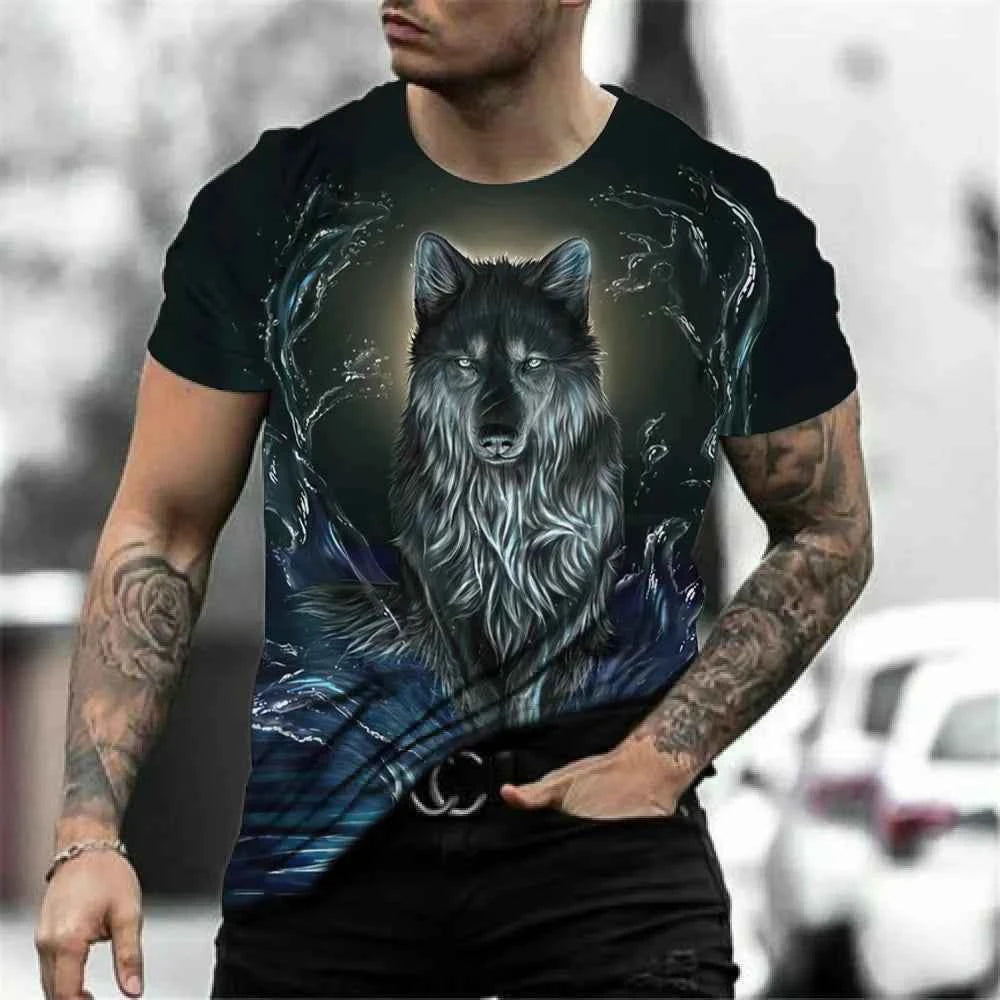 3D Wolf Print Harajuku Men's T-shirts 4