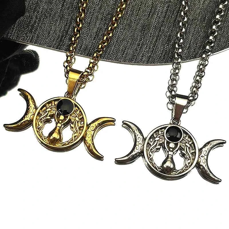 Triple Moon Goddess Necklace