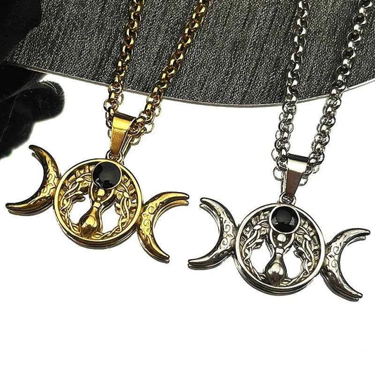 Triple Moon Goddess Necklace