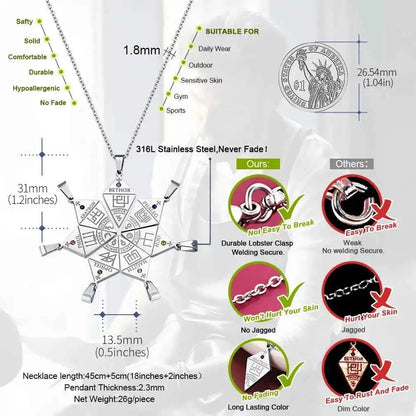 ChainsPro Stainless Steel 7pcs/ Set Seven Archangels Puzzle Necklaces Sigil Talisman Unisex Jewelry Set Gift for BFF Family - Pedlar's Attic