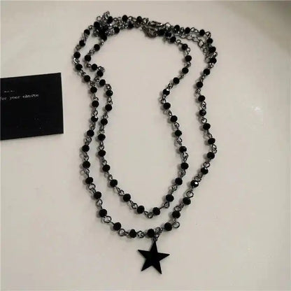 Black Star Cross, Red Heart Pendant, Ghost Claw Choker, Chain Necklace, Goth Vintage Grunge EMO Accessories - Pedlar's Attic
