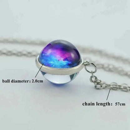 12 Constellation Necklace Starry Sky Luminous Zodiac Glass Ball Pendant Necklace Christmas Gift for Men Women - Pedlar's Attic