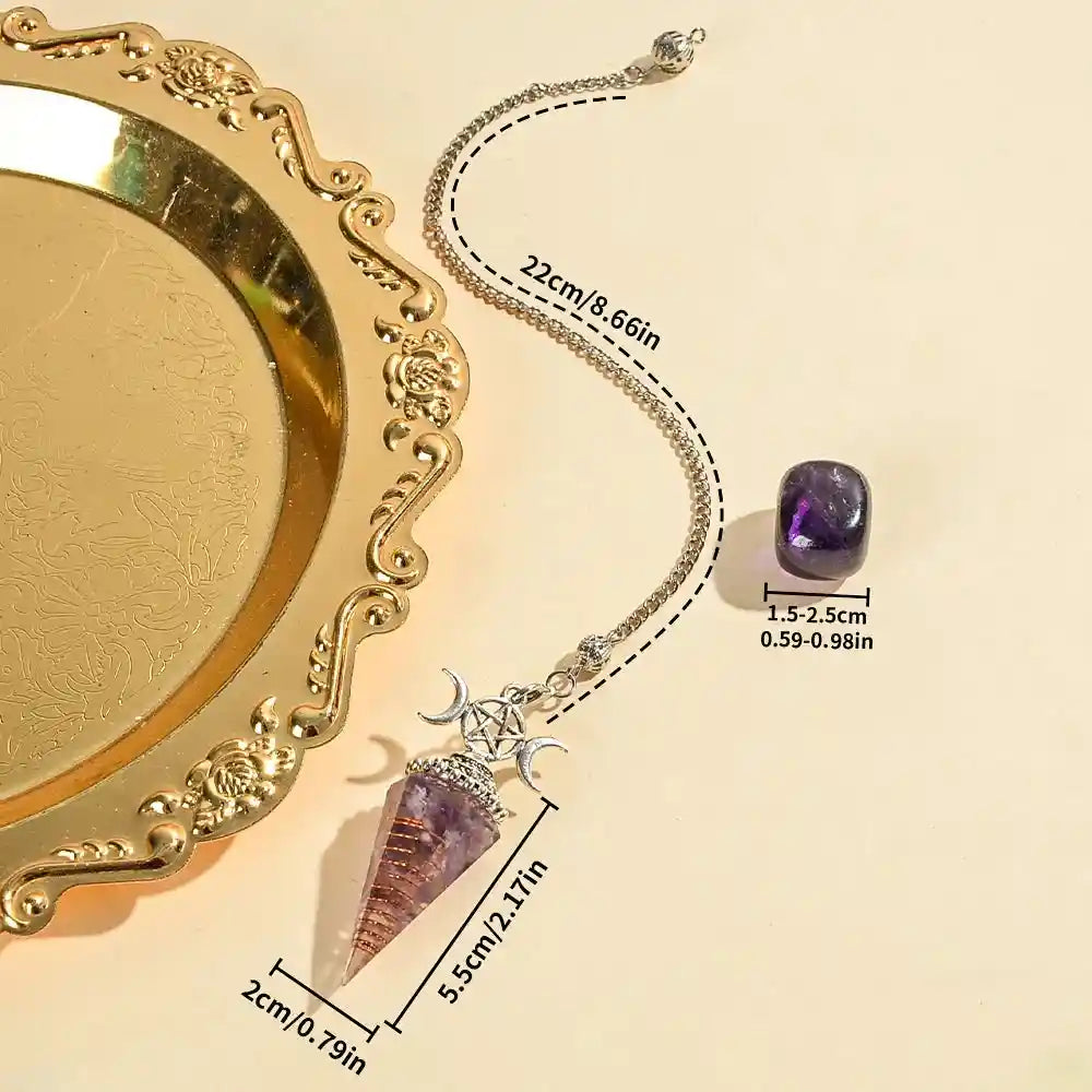 2pcs Amethyst Spirit Pendant Paired with Natural Stone Ornaments - Pedlar's Attic