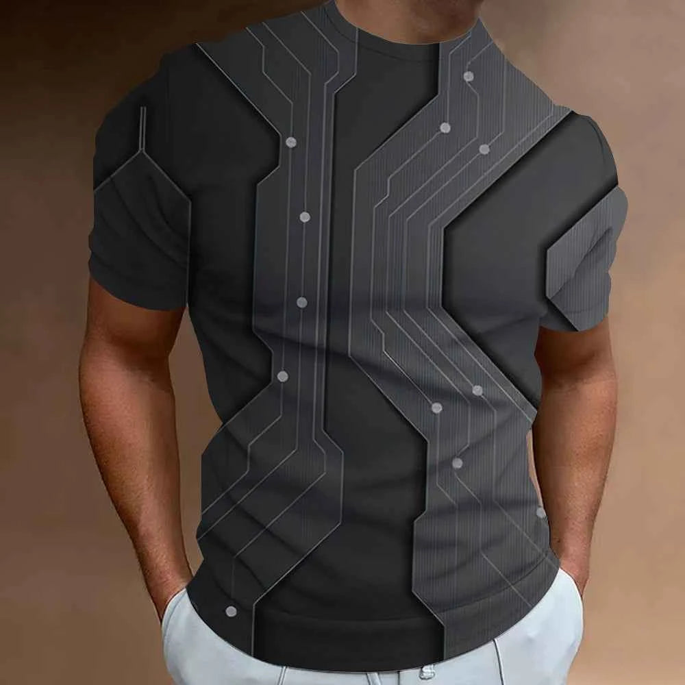 Fashion T-Shirts For Men 3d Line Printed