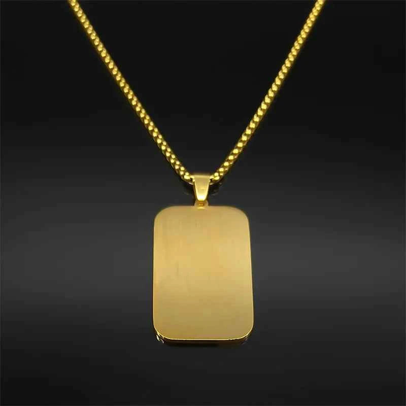Islam Religious Muslim Pendant Necklace for Women Men Stainless Steel Gold Color Arabic Quran Medal Chain Jewelry
