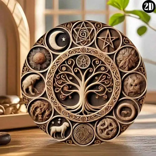 Zodiac Natural Symbols Plaque, Witchcraft Pagan Home Bar Decor, Ideal Holiday Gift for Cafe Garage