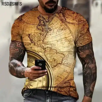 Lost & Found – Retro Maps, Compass & Celestial 3D Print Tee