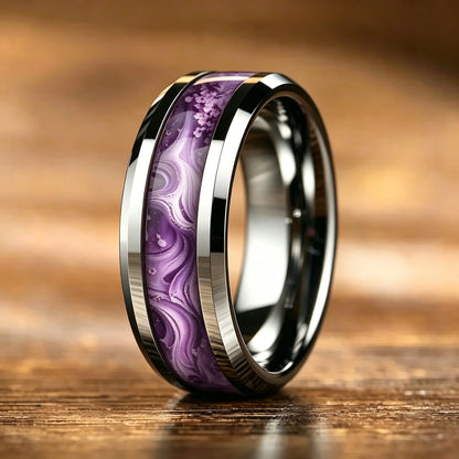 Stone Forge Ring — Agate & Stone Inlay Stainless Steel Band