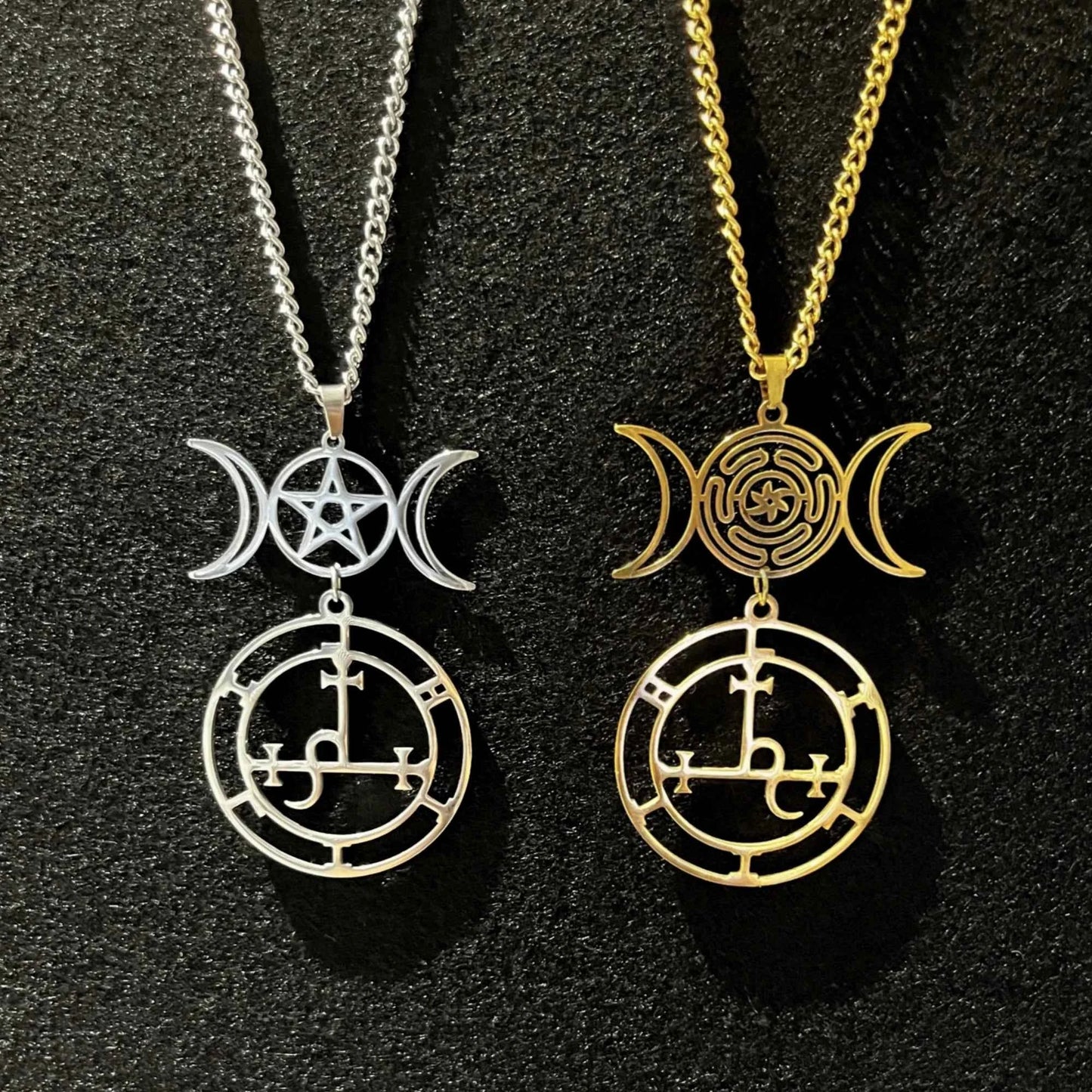 Vassago Triple Moon Goddess Pendant Necklace