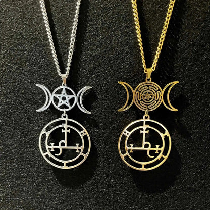 Vassago Triple Moon Goddess Pendant Necklace - Pedlar's Attic