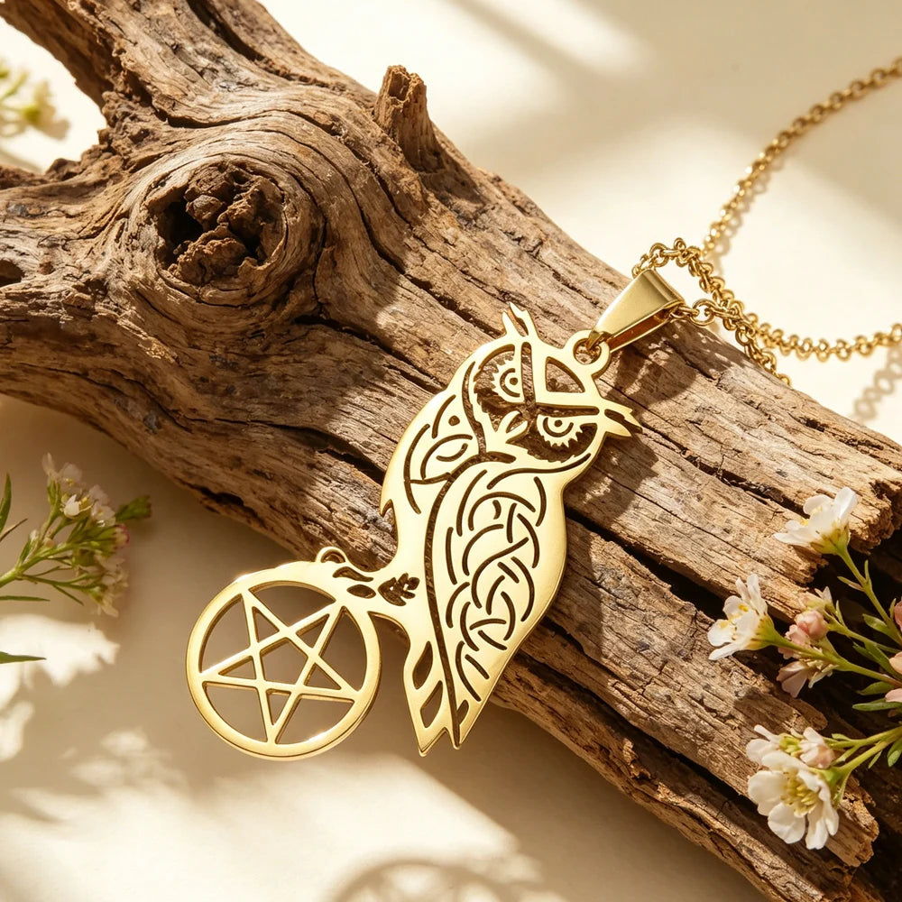 The Owl Pentacle — Stainless Steel Totem Necklace