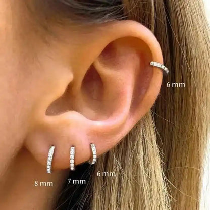 1Pair Stainless Steel Huggie Minimal Hoop Earrings Little Crystal Zirconia Thin Helix Tragus Cartilage Earrings Piercing Jewelry - Pedlar's Attic
