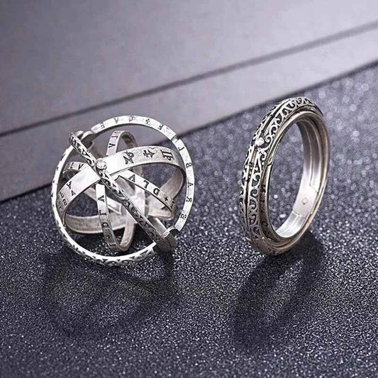 Vintage Astronomical Ball Alloy Men's and Women's Rings Creative Complex Rotating Cosmic Ring Deformable Rotating Ring Necklace - Pedlar's Attic