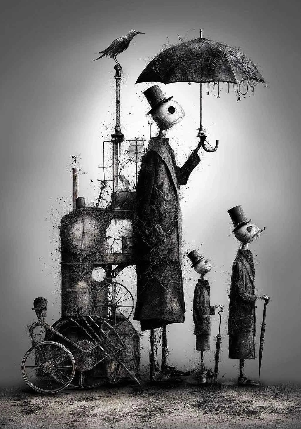 Victoria Style Skull Banquet Fallen Angels Dark Fantasy Art