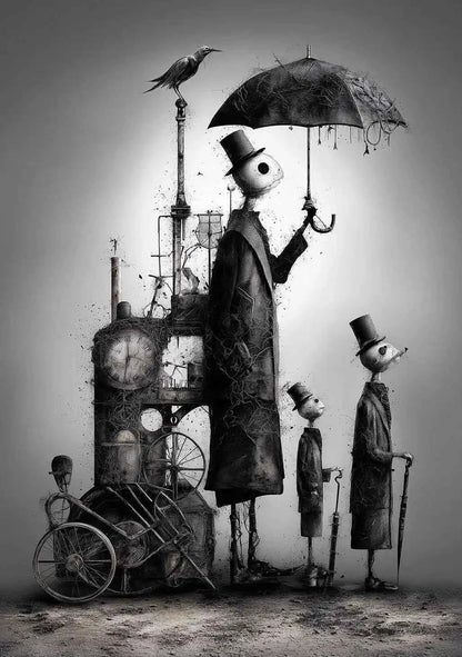 Victoria Style Skull Banquet Fallen Angels Dark Fantasy Art - Pedlar's Attic