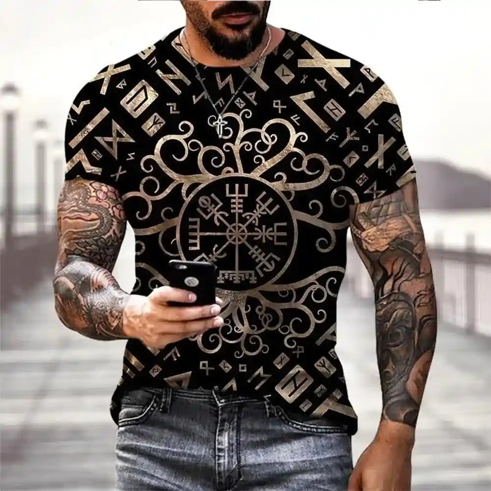 Blood & Runes – Viking Tattoo 3D Print Tee