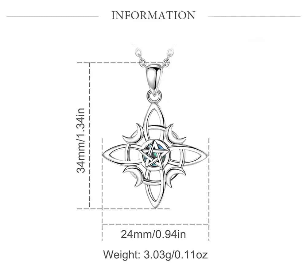 Celtic Knot Triple Moon Goddess Geometry Necklace