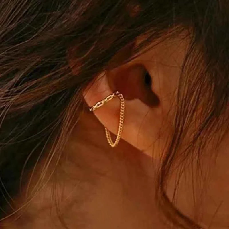 Punk Chic Geometric Ear Cuff - Non-Piercing Metal Clip-On Earrings for a Bold Fashion Statement - Pedlar's Attic