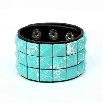 European and American New Punk Style Multi-Color Square Stud Leather Bracelet - Pedlar's Attic