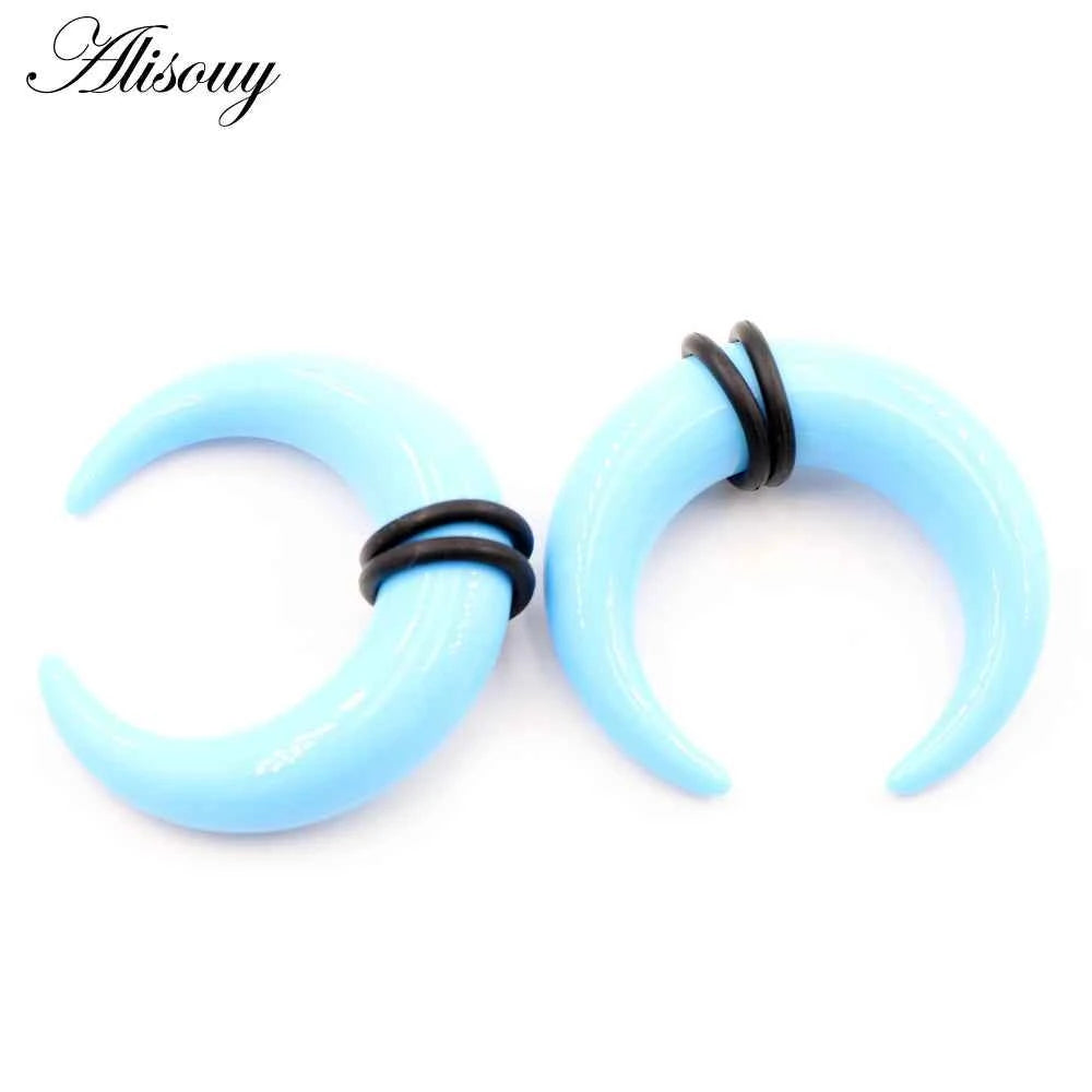 2pcs Acrylic C Sahpe Buffalo Horn Ear Pincher Septum Rings Piercing Black Ear Taper Stretcher Expander Body Jewelry 1.6mm-16mm