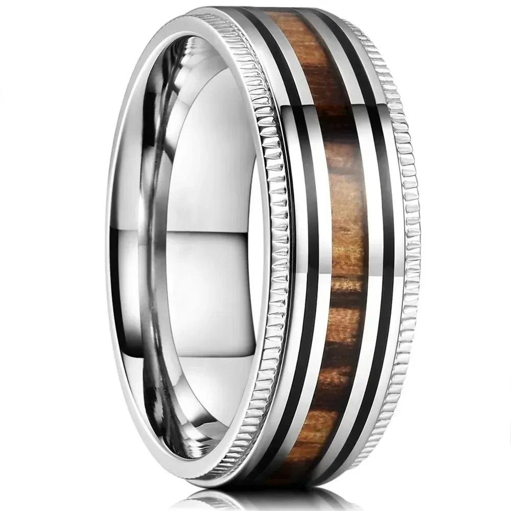 Stone Forge Ring — Agate & Stone Inlay Stainless Steel Band