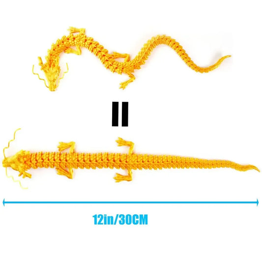 3D Printed Conjoined Dragon Ornaments, Movable Cartoon Creative Dragon Plants Toys Fish Tank Landscaping Decoration 30cm