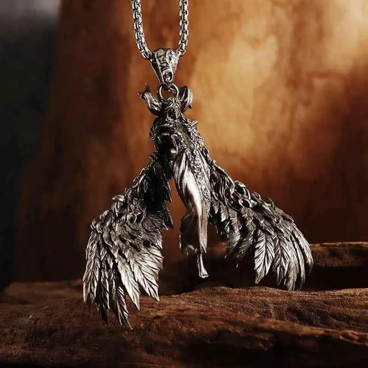 Gothic Evil Angel Witch Devil Pendant Necklace for Men and Women Punk Personality Trendy Cool Jewelry Gift