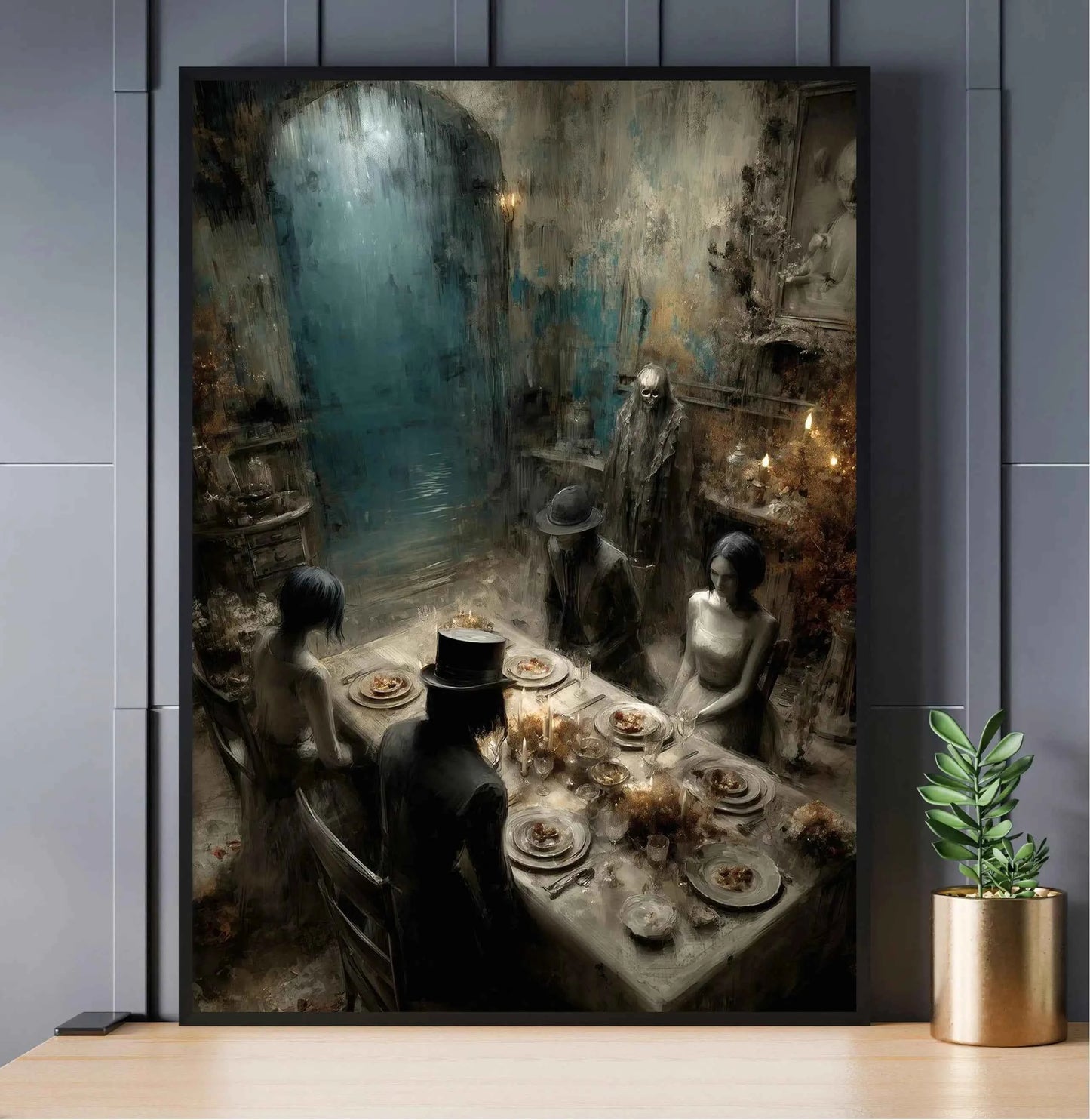 Victoria Style Skull Banquet Fallen Angels Dark Fantasy Art