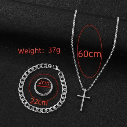 3pcs/set Punk Black Cross Pendant Necklace - Pedlar's Attic