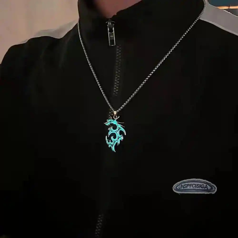 Luminous Alloy Dragon Pendant Glowing Necklace - Pedlar's Attic