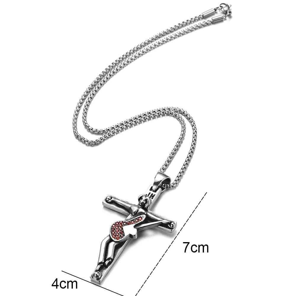 Johnny Hallyday Guitar Cross Pendant Necklace - Stainless Steel Floating Locket for Men, Inspirational Christian Jewelry Gift - Pedlar's Attic