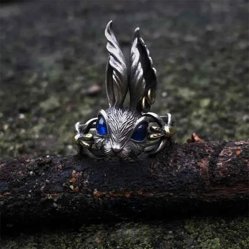 Retro Alice Wonderland Rabbit Ring Punk Gothic