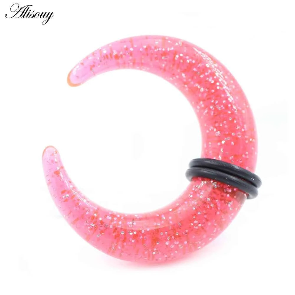 2pcs Acrylic C Sahpe Buffalo Horn Ear Pincher Septum Rings Piercing Black Ear Taper Stretcher Expander Body Jewelry 1.6mm-16mm