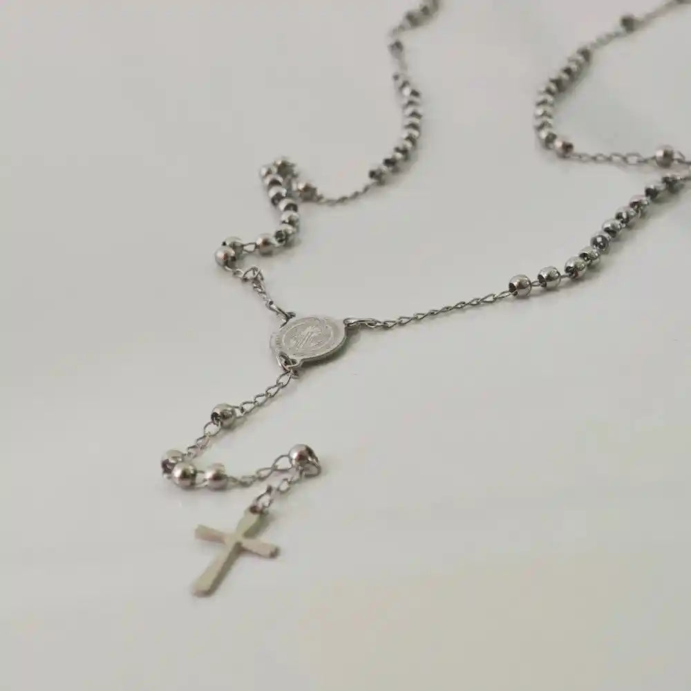 Rosary Necklace, Iron Bead Rosary Necklace - Pedlar's Attic