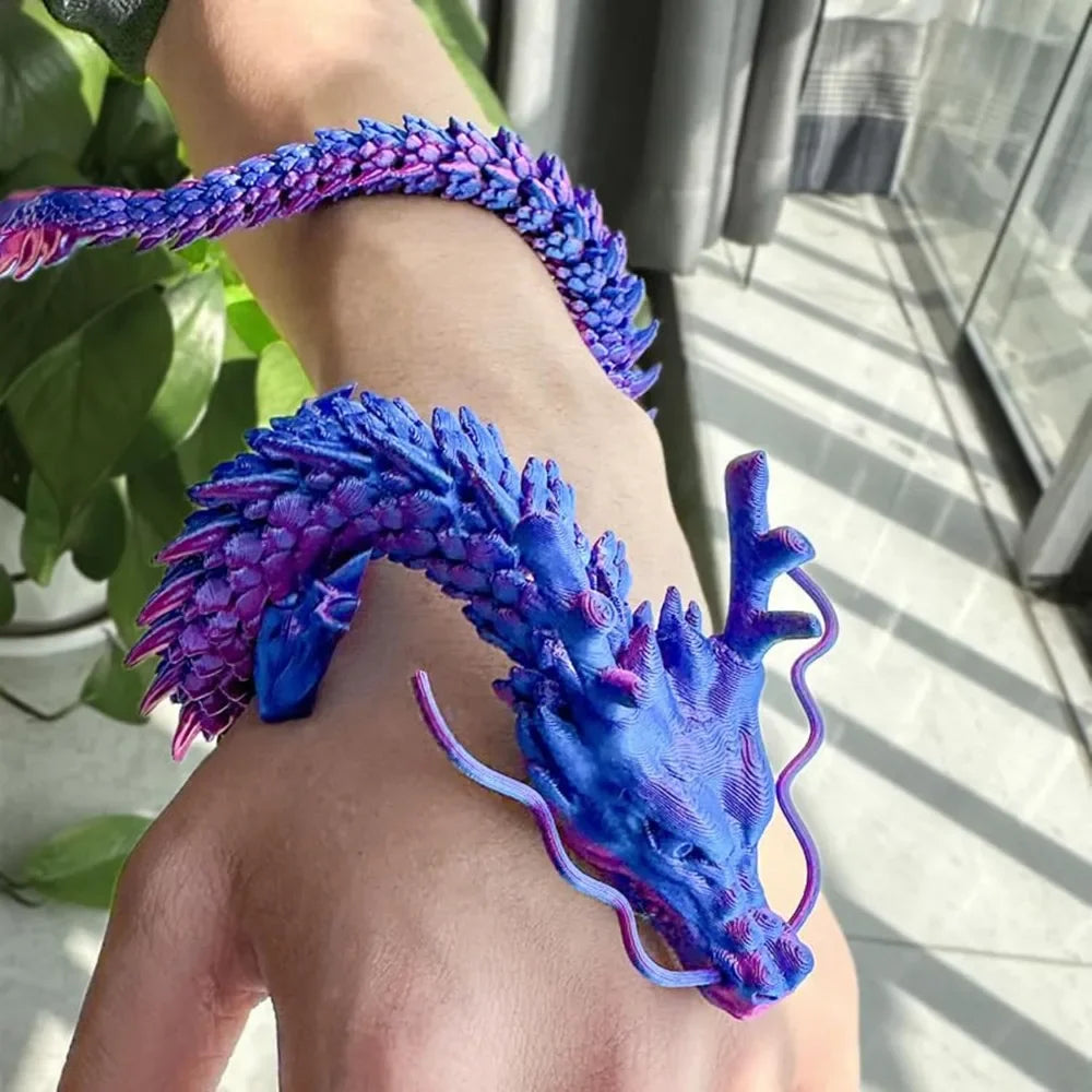 3D Printed Conjoined Dragon Ornaments, Movable Cartoon Creative Dragon Plants Toys Fish Tank Landscaping Decoration 30cm