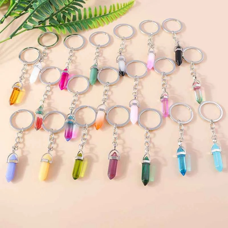 Natural Stone Quartz Lapis Opal Amethyst Pink Crystal Stone Hexagonal Column Pendant Necklaces