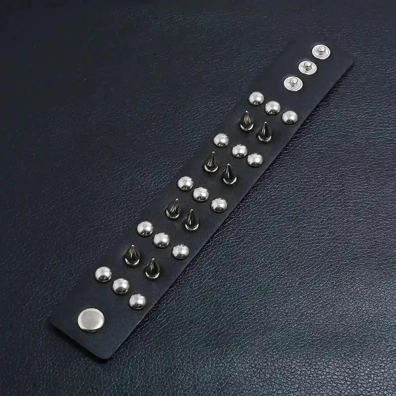 Spiked Faux Leather Bracelet - Pedlar's Attic