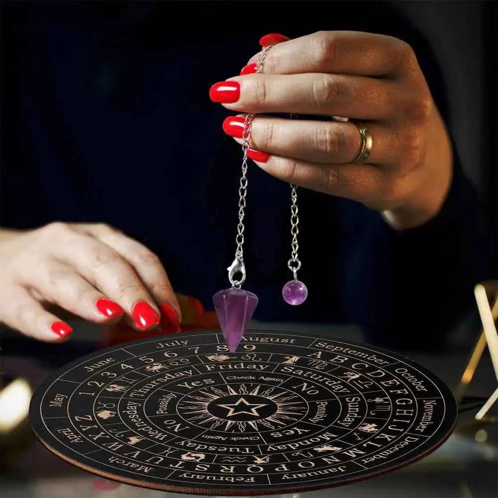 Star Pendulum Board Dowsing Divination Board Decision Maker Planchette Ouija Board Game Energy Carven Plate Witch Crafts