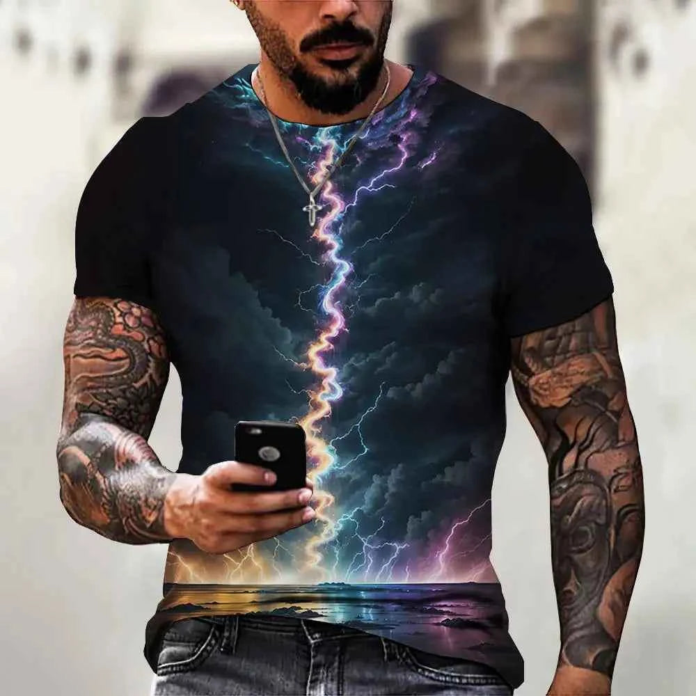 Fashion T-Shirts For Men 3d Line Printed