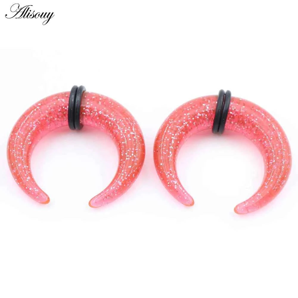 2pcs Acrylic C Sahpe Buffalo Horn Ear Pincher Septum Rings Piercing Black Ear Taper Stretcher Expander Body Jewelry 1.6mm-16mm