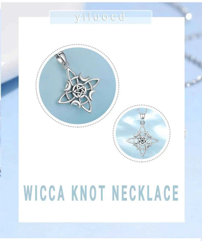Celtic Knot Triple Moon Goddess Geometry Necklace - Pedlar's Attic