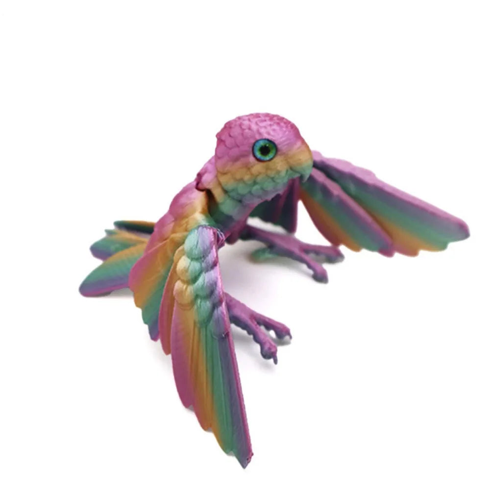 3D Printed Parrot Model Flexible Animal Statue Bird with Wings Moveable Joints Home Decoration Autism ADHD Fun Toys Holiday Gift