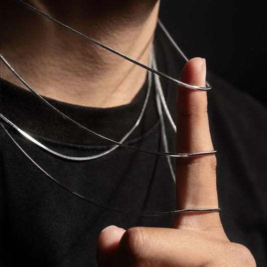 Ashen Veil Snake Chain — 925 Sterling Silver