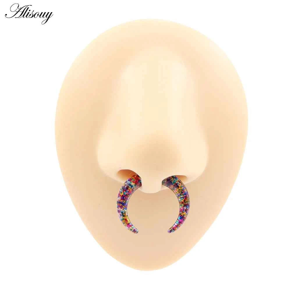 2pcs Acrylic C Sahpe Buffalo Horn Ear Pincher Septum Rings Piercing Black Ear Taper Stretcher Expander Body Jewelry 1.6mm-16mm