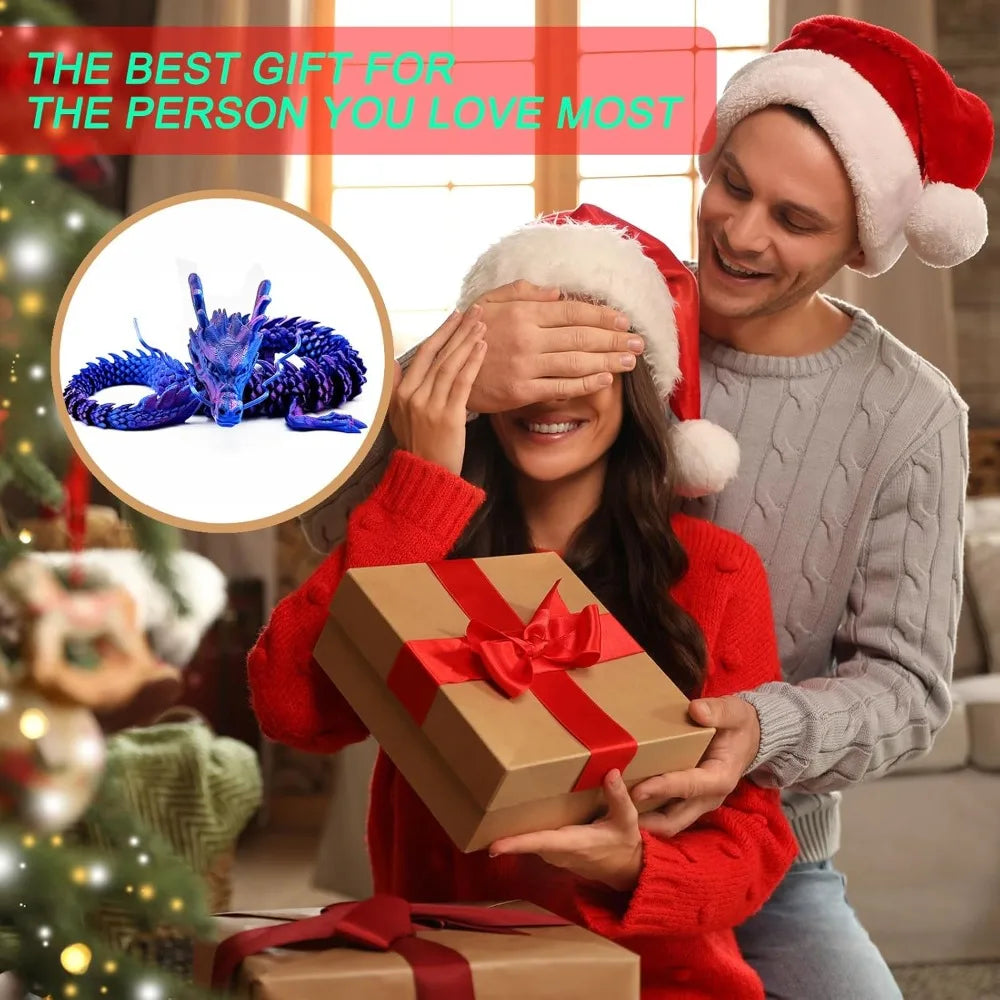 3D Printed Conjoined Dragon Ornaments Movable Cartoon Creative Dragon Plants rockery Fish Tank Landscaping Decoration 30cm