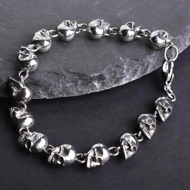 Stainless Steel Nordic Double Wolf Head Bracelet