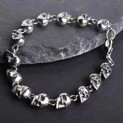 Stainless Steel Nordic Double Wolf Head Bracelet - Pedlar's Attic