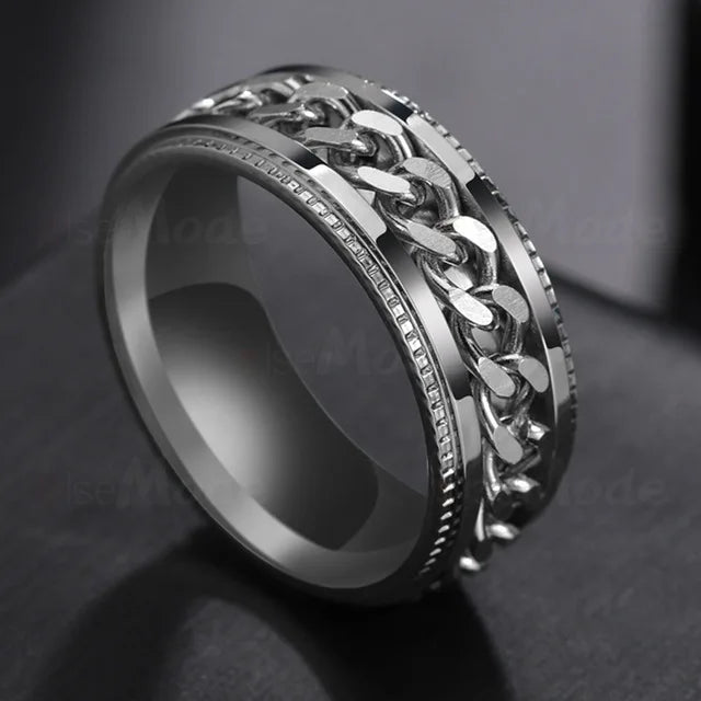 The Restless Link — Stainless Steel Chain Spinner Ring